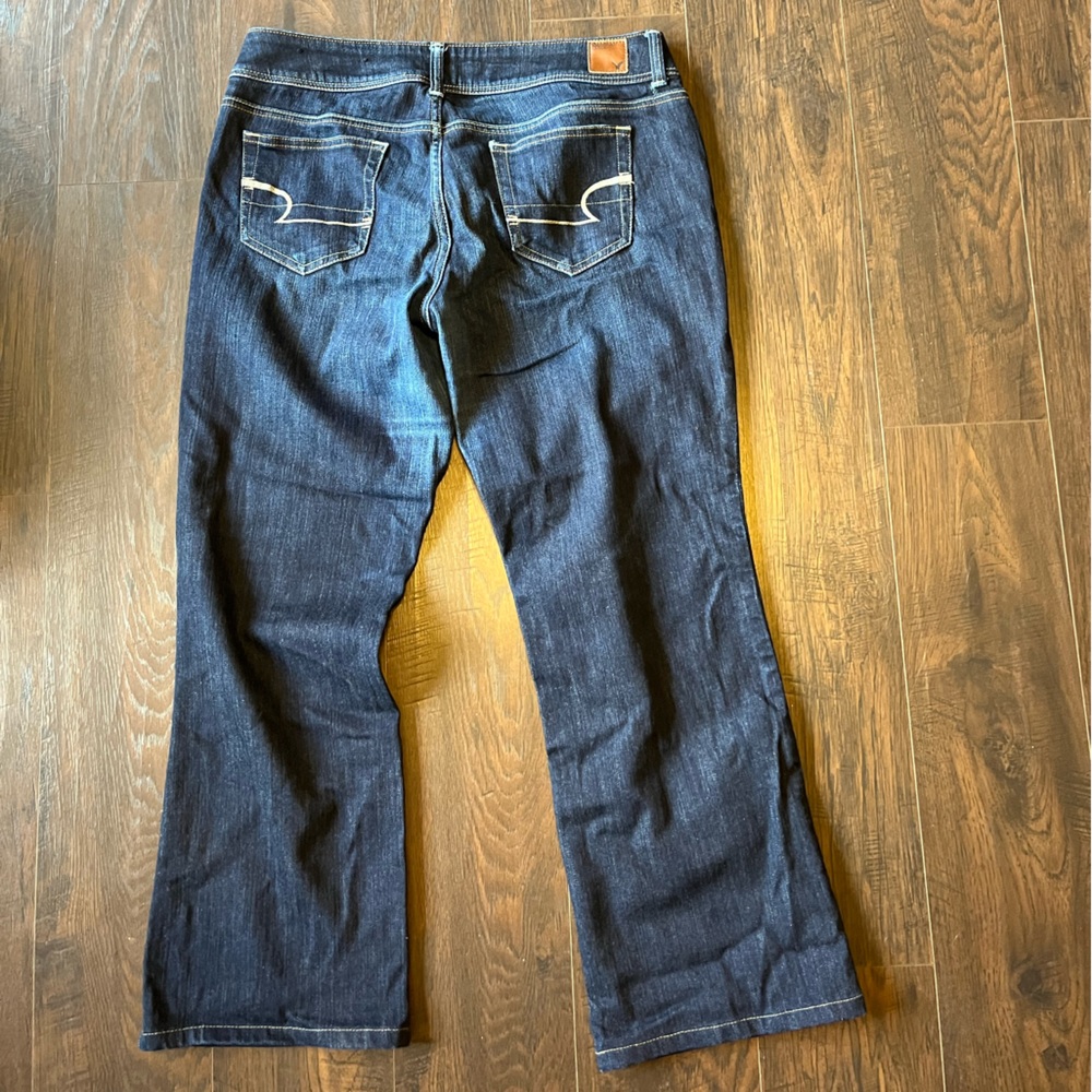 American Eagle Outfitters Dark Blue Cropped Flare Jeans
